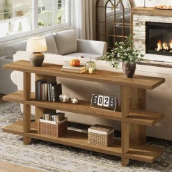 63" Console Table, 3-Tier Narrow Entryway Table Accent Furniture
