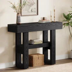 41.3" Console Table, 2-Tier Narrow Sofa Entryway Table with Storage
