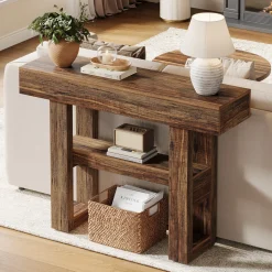 41.3" Console Table, 2-Tier Narrow Sofa Entryway Table with Storage