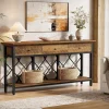 70.8" Console Table, 2-Tier Narrow Entryway Table Sofa Table with 3 Drawers
