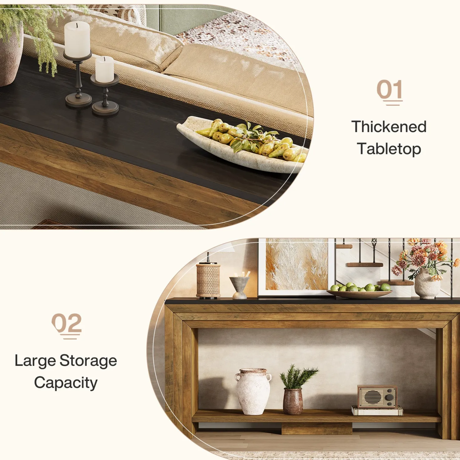 70.9" Console Table, 2-Tier Narrow Entryway Sofa Table with Storage