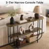 63" Console Table, 3-Tier Narrow Entryway Table with Curved Metal Frame
