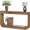 70.9" Console Table, 2-Tier Sofa Table with Heavy Duty U-Shaped Pedestal