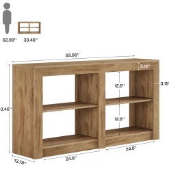 59" Console Table, 3-Tier Sofa Table Entryway Table with Storage