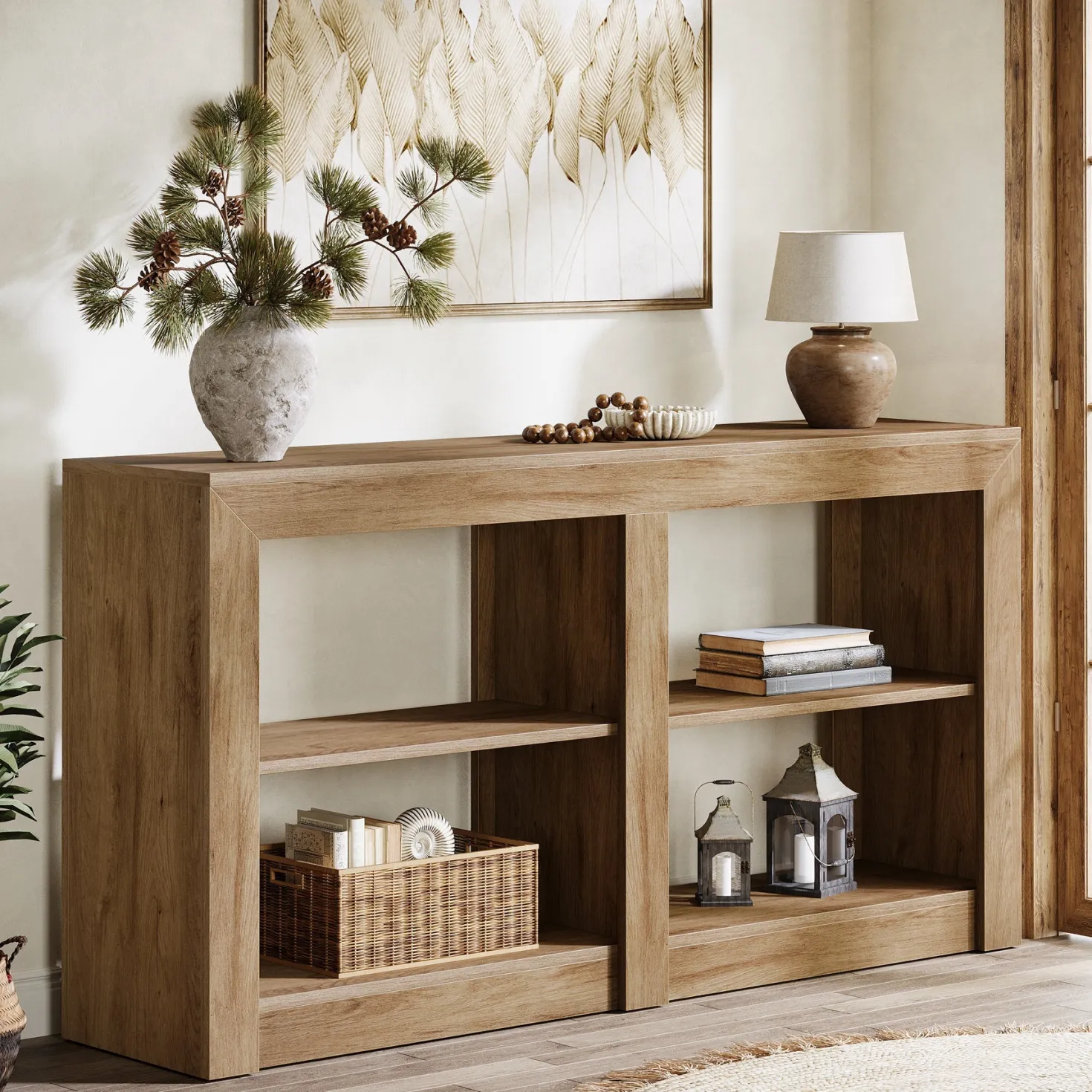 59" Console Table, 3-Tier Sofa Table Entryway Table with Storage