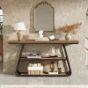 55" Console Table, 3-Tier Sofa Table With Iron Frame For Living Room