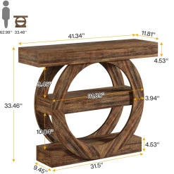 41.3" Console Table, 3-Tier Sofa Hallway Table with Storage Shelves