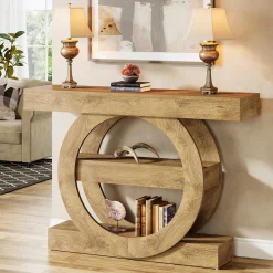 41.3" Console Table, 3-Tier Sofa Hallway Table with Storage Shelves