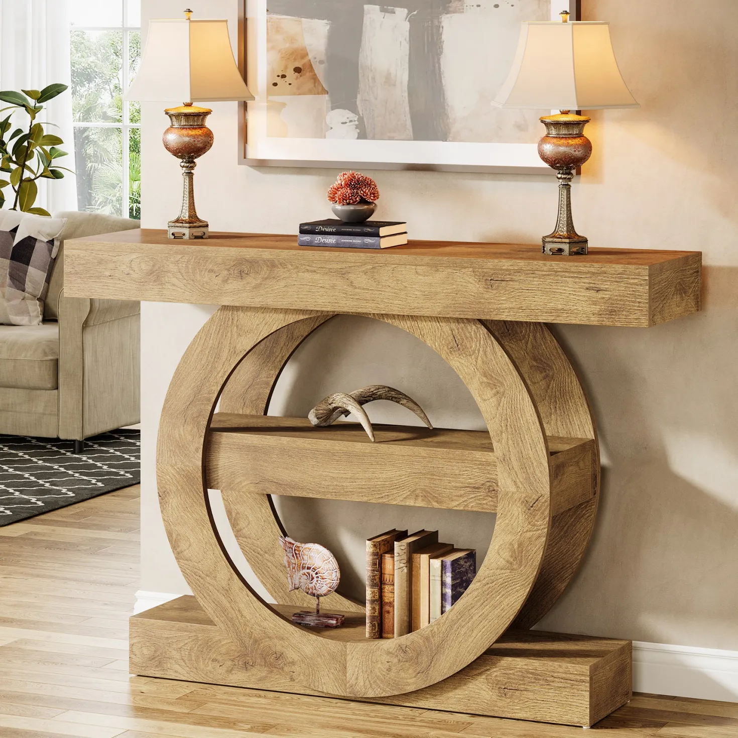 41.3" Console Table, 3-Tier Sofa Hallway Table with Storage Shelves