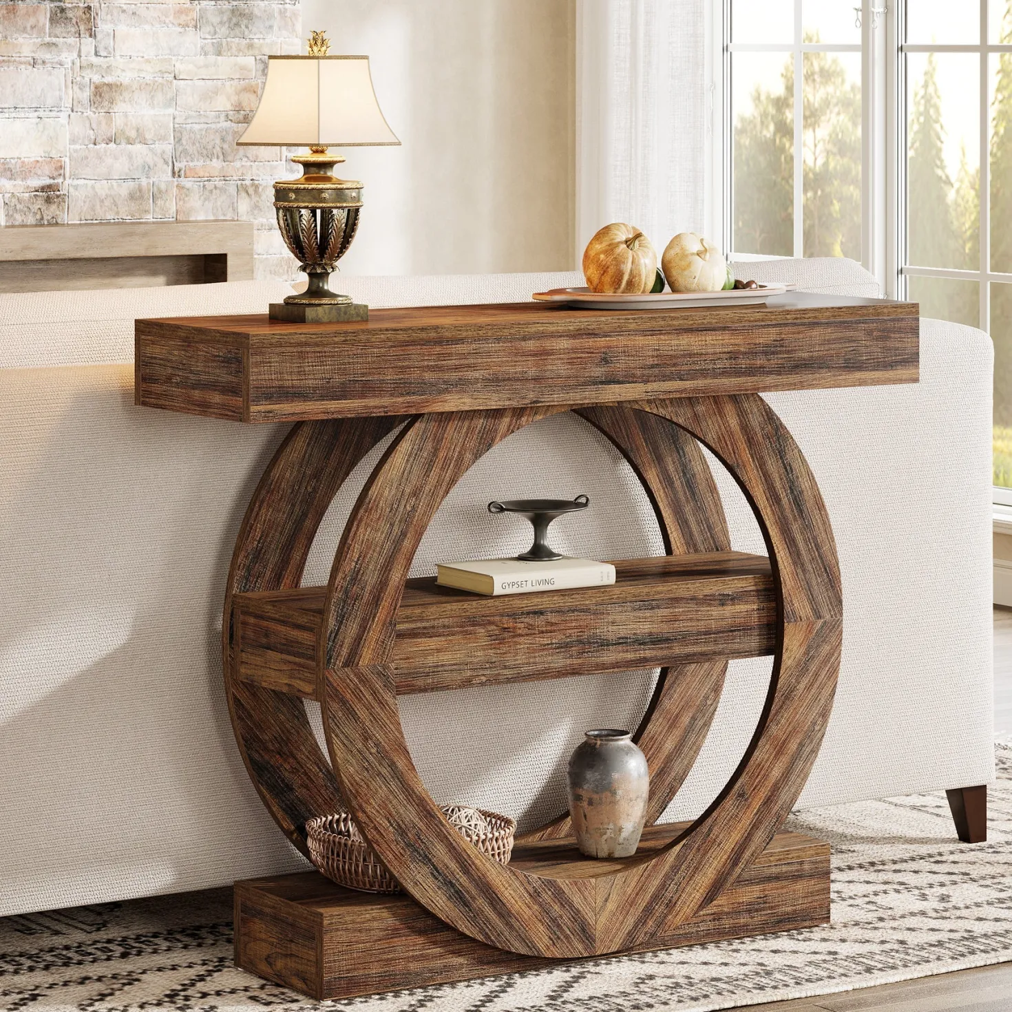 41.3" Console Table, 3-Tier Sofa Hallway Table with Storage Shelves