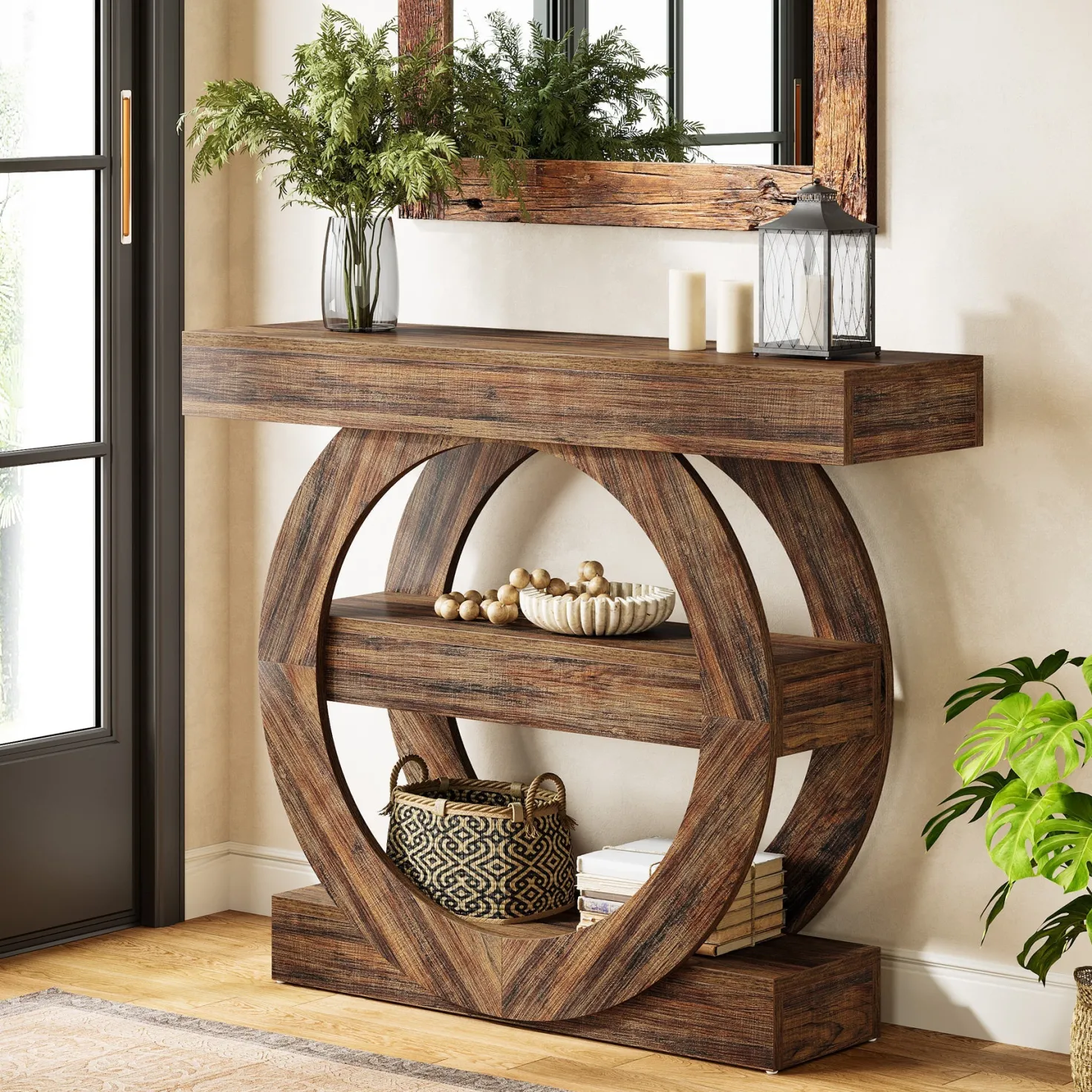 41.3" Console Table, 3-Tier Sofa Hallway Table with Storage Shelves