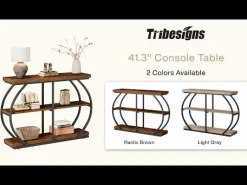 41" Console Table, 3-Tier Sofa Entryway Table with Storage Shelves