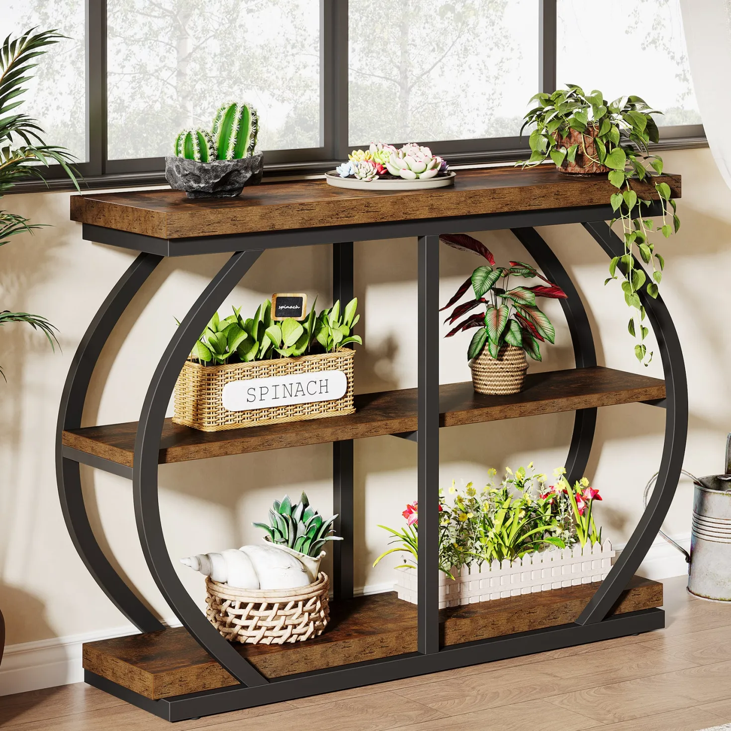 41" Console Table, 3-Tier Sofa Entryway Table with Storage Shelves