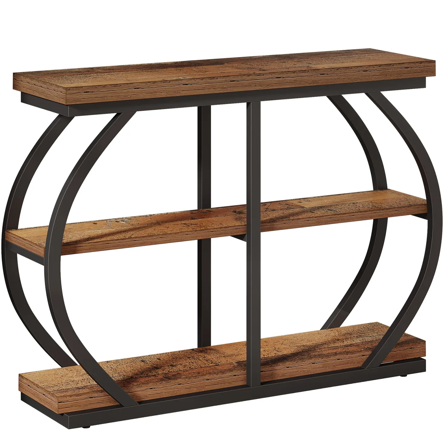 41" Console Table, 3-Tier Sofa Entryway Table with Storage Shelves