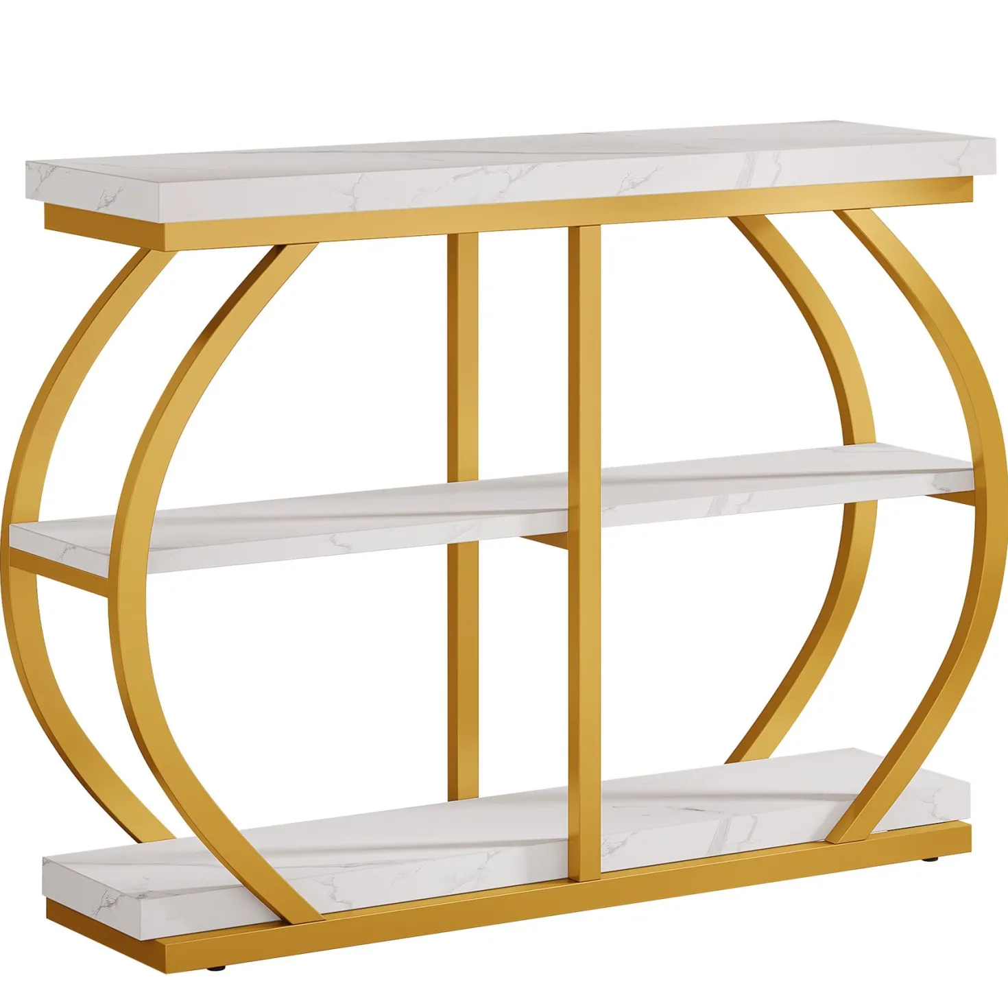 41" Console Table, 3-Tier Sofa Entryway Table with Storage Shelves