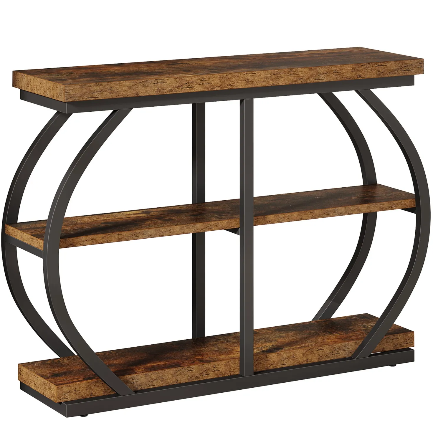 41" Console Table, 3-Tier Sofa Entryway Table with Storage Shelves