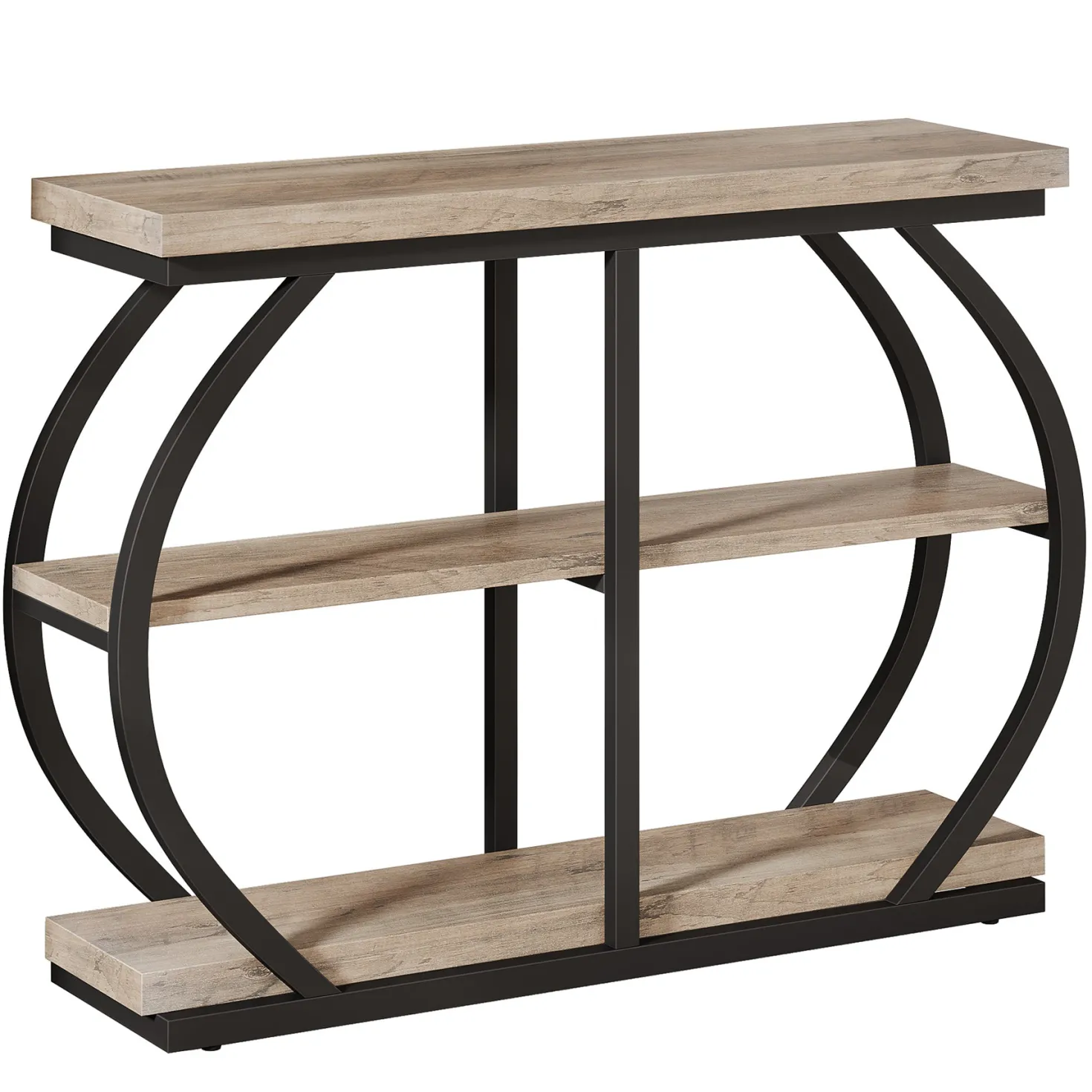 41" Console Table, 3-Tier Sofa Entryway Table with Storage Shelves