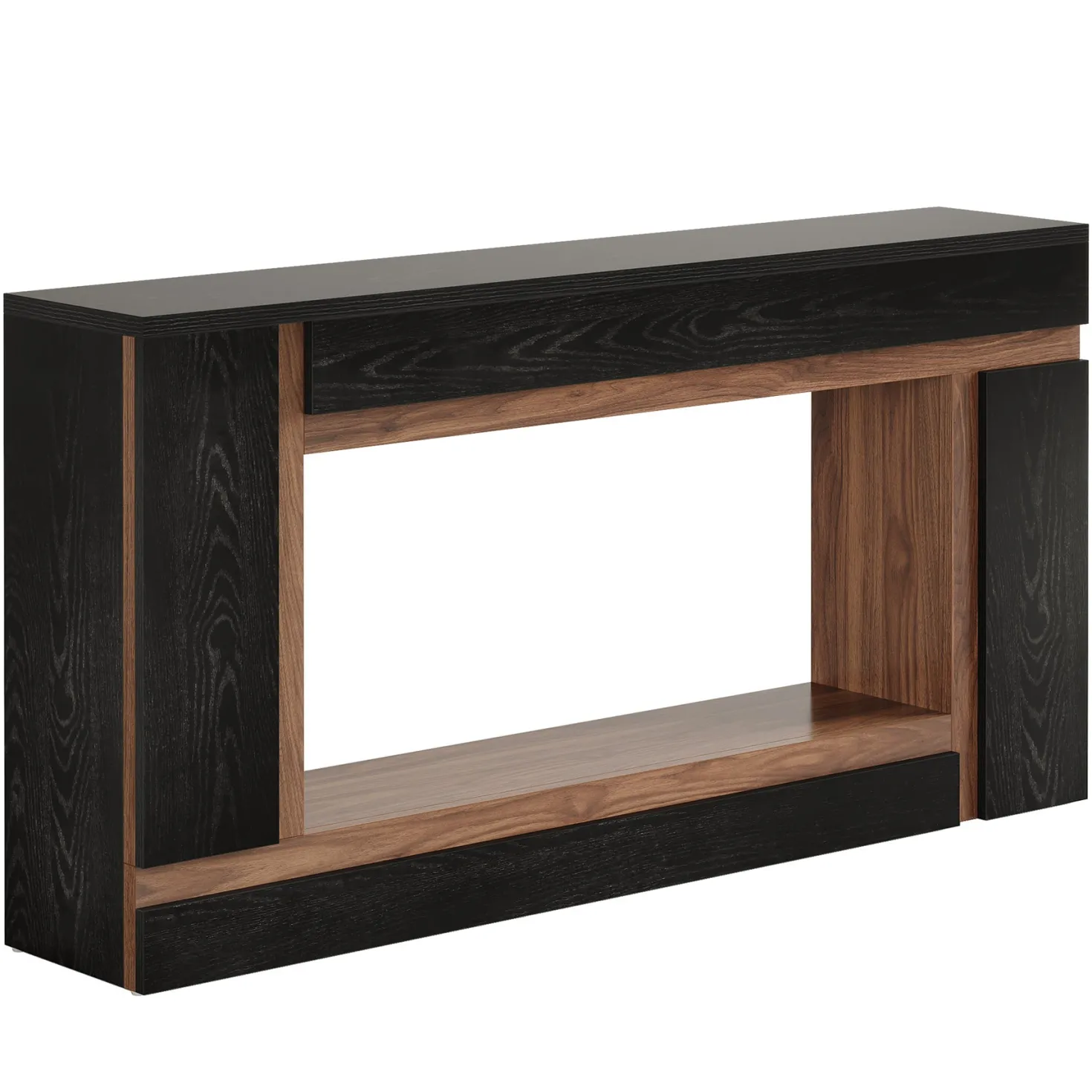 63" Console Table, 2-Tier Wooden Rectangular Sofa Table Hallway Table