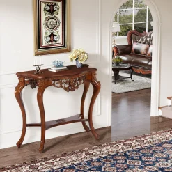 37.6" Console Table, Two-Tier Elegant Entryway Hallway Table
