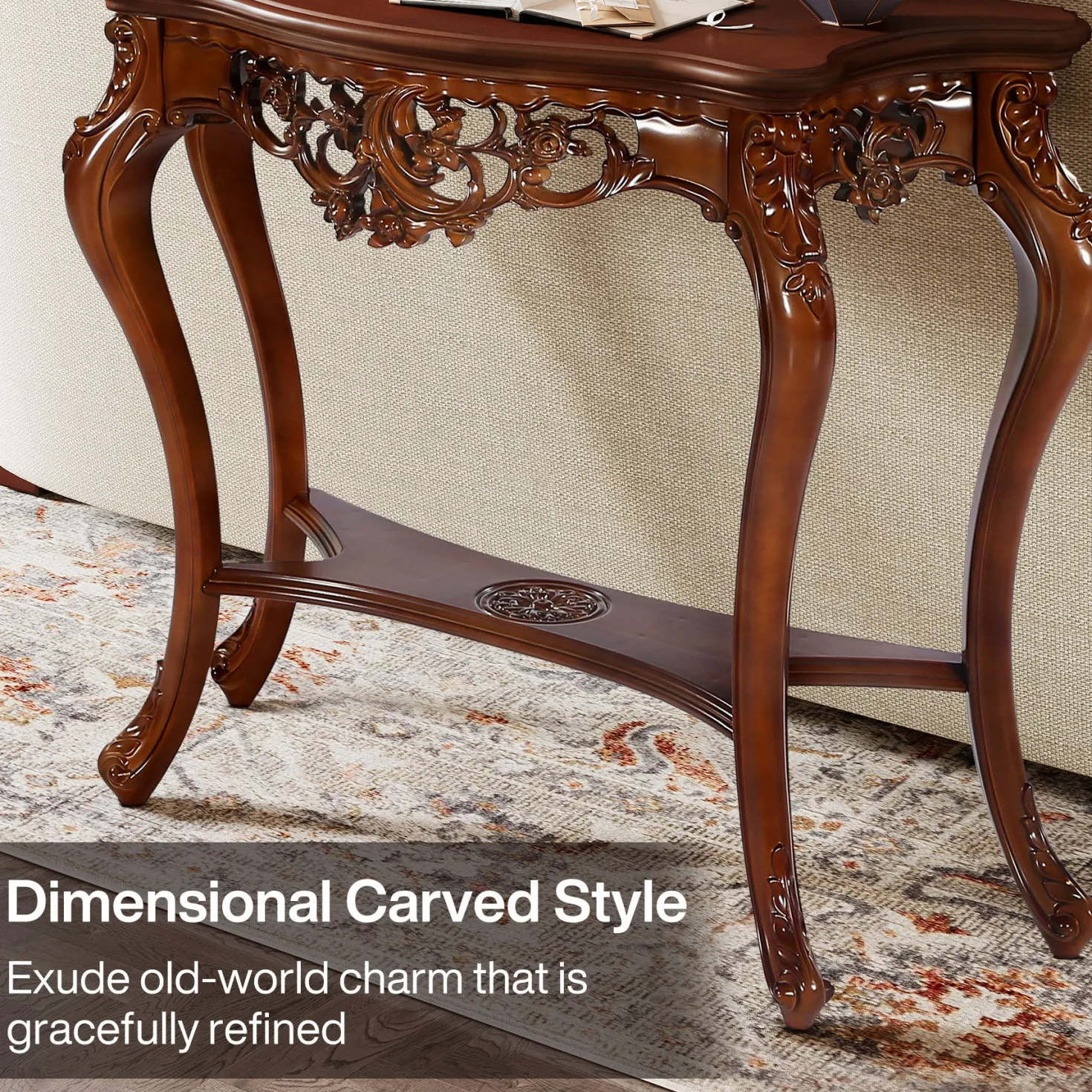 37.6" Console Table, Two-Tier Elegant Entryway Hallway Table