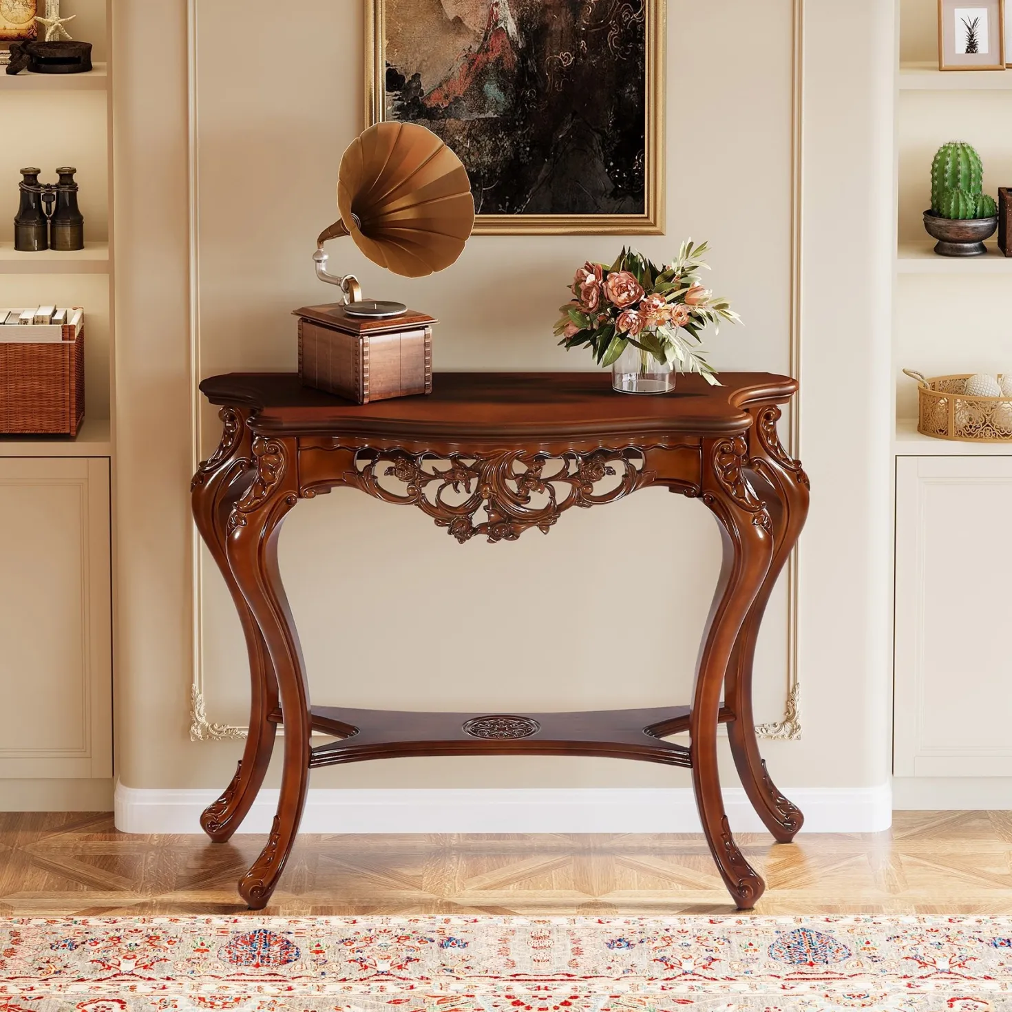 37.6" Console Table, Two-Tier Elegant Entryway Hallway Table