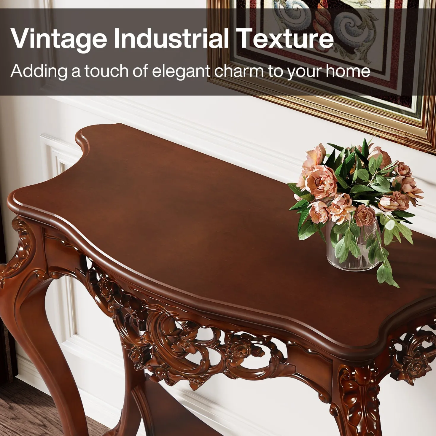 37.6" Console Table, Two-Tier Elegant Entryway Hallway Table