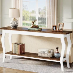 70.9" Console Table, Vintage Sofa Table with 2-Tier Storage