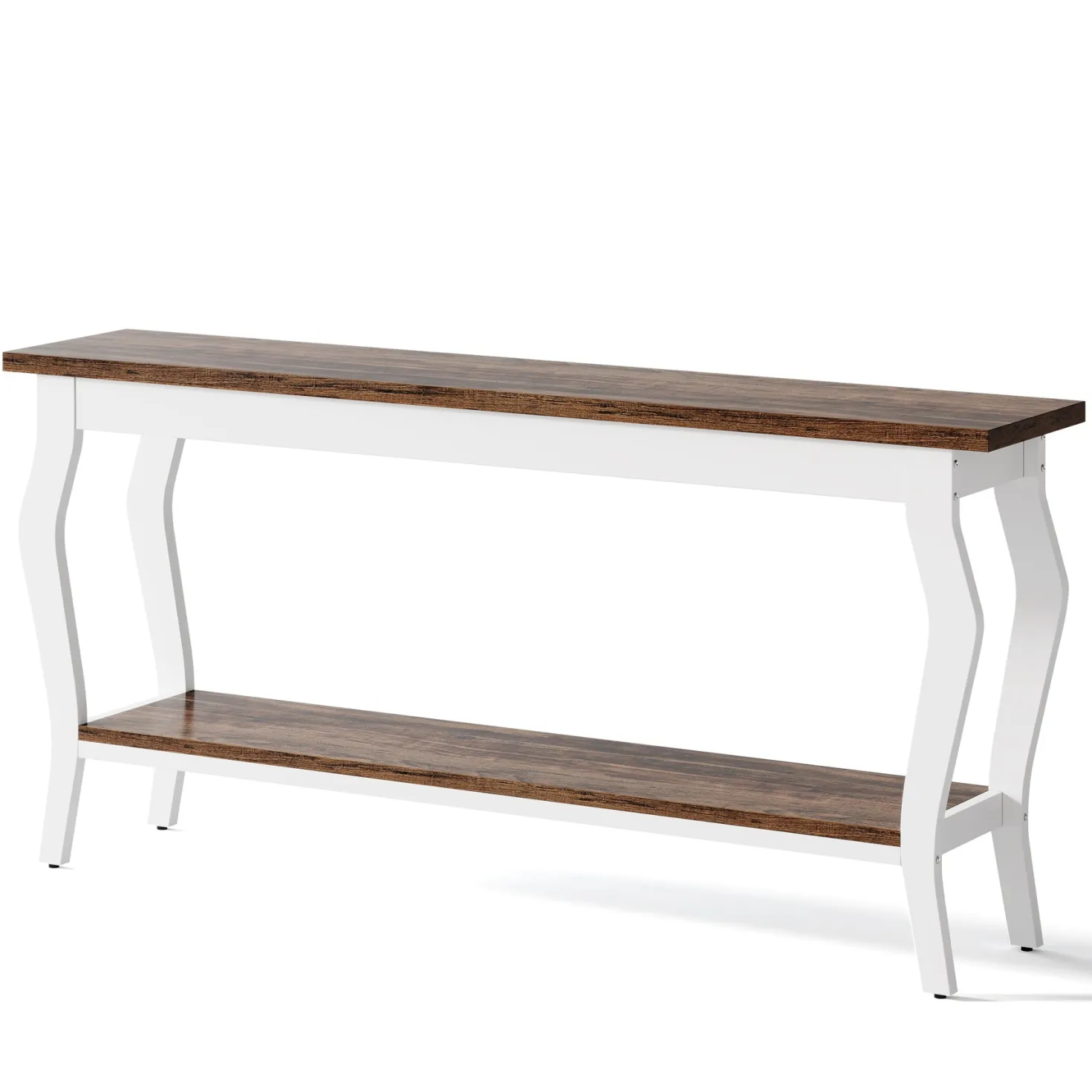 70.9" Console Table, Vintage Sofa Table with 2-Tier Storage
