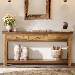 70.9” Console Table with 3 Drawers, Narrow Entryway Table with Storage Shelf