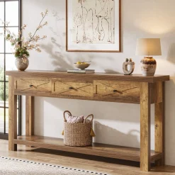 70.9” Console Table with 3 Drawers, Narrow Entryway Table with Storage Shelf