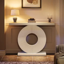40" Console Table with Geometric Base, Modern Entryway Table Sofa Table