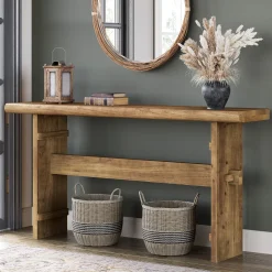 63" Console Table, Wood Entryway Table Sofa Table Behind Couch