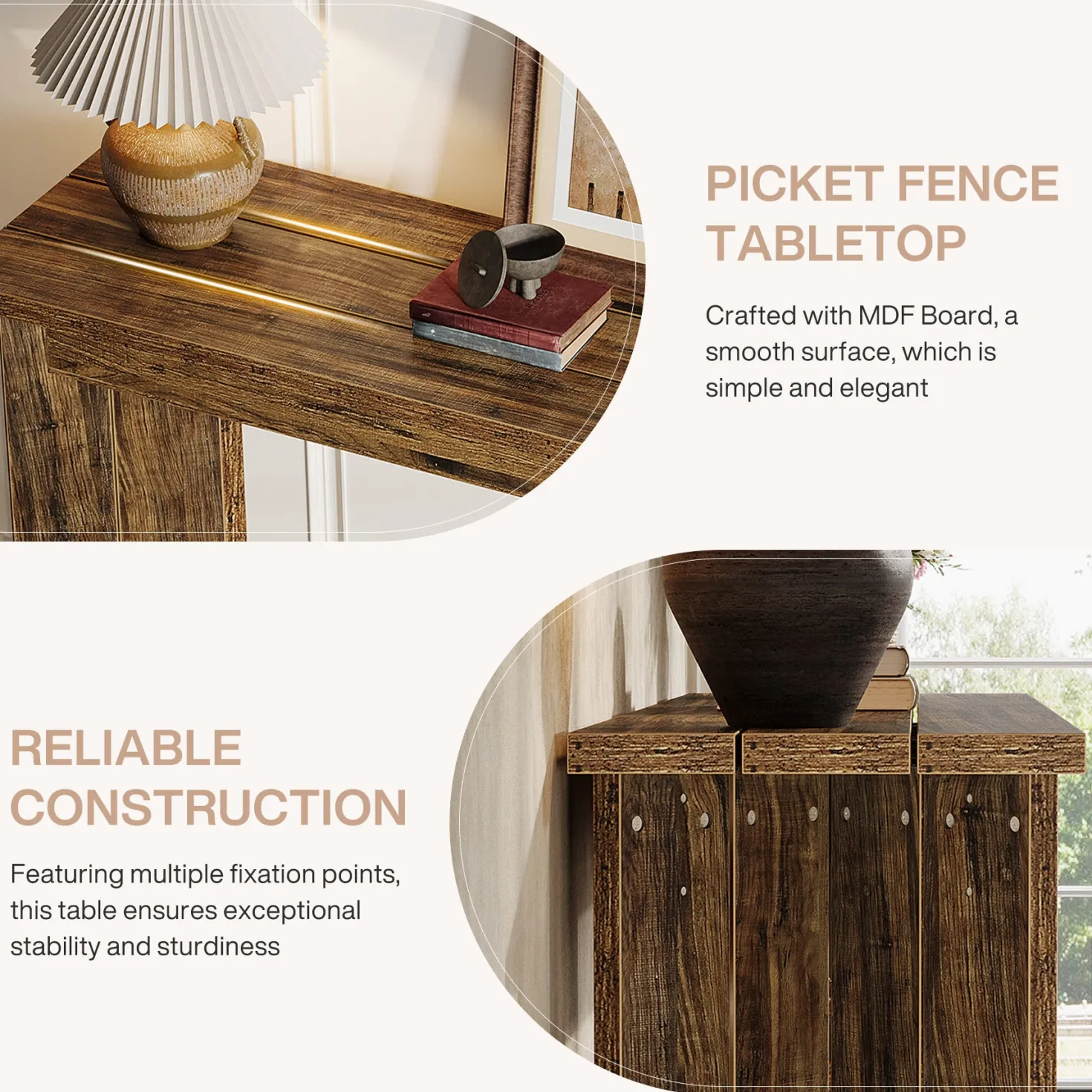 70.9" Console Table, Wood Sofa Table Hallway Table with Double Pedestal