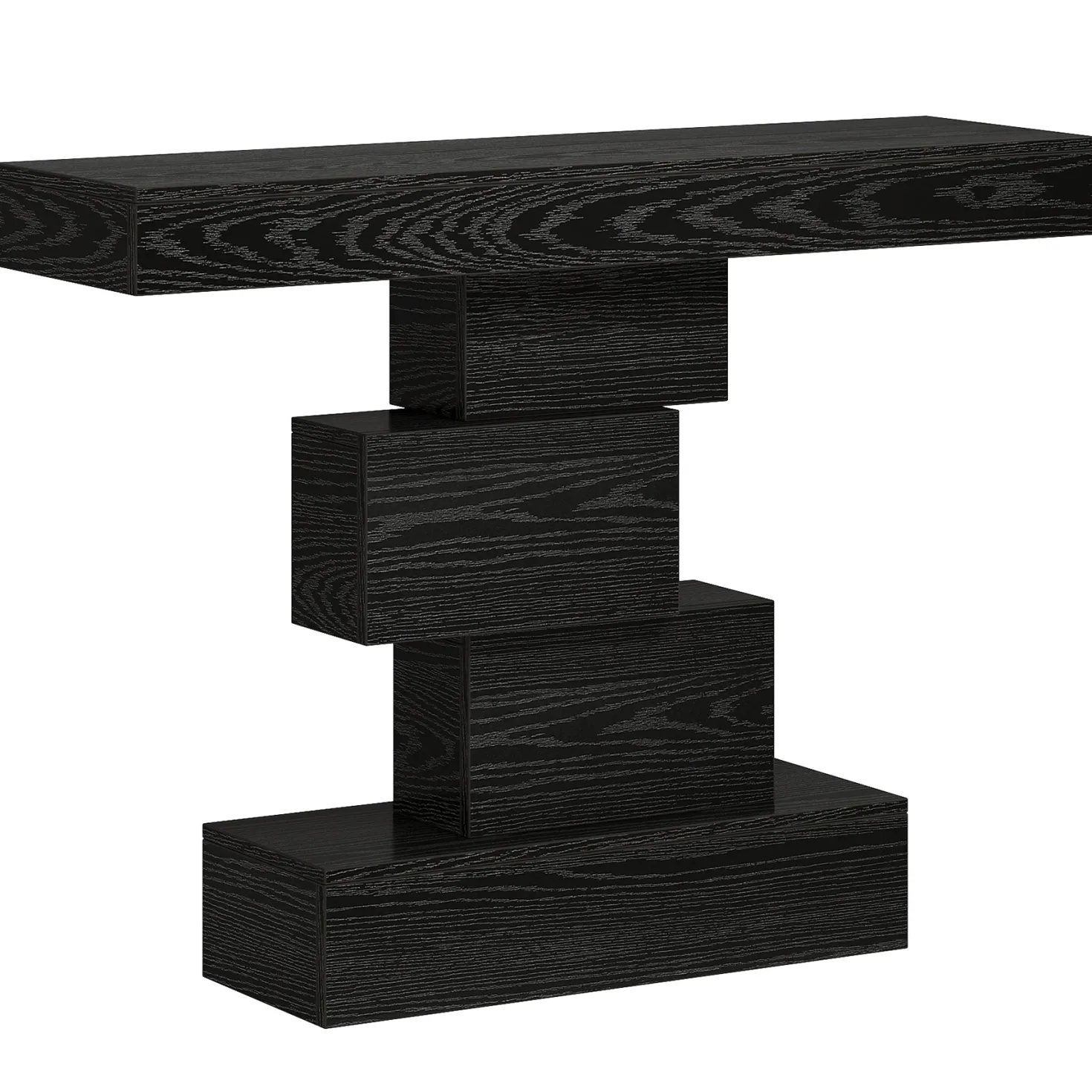 42" Console Table, Wood Sofa Table Accent Table with Geometric Base