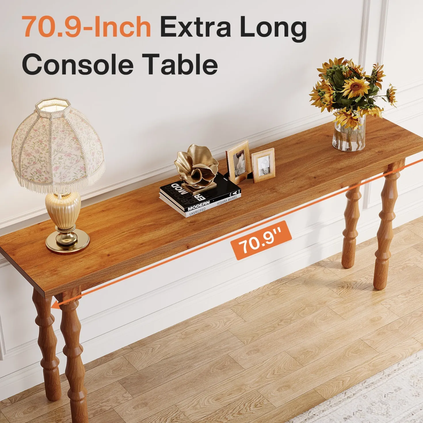70.9" Console Table, Wood Sofa Table Behind Couch