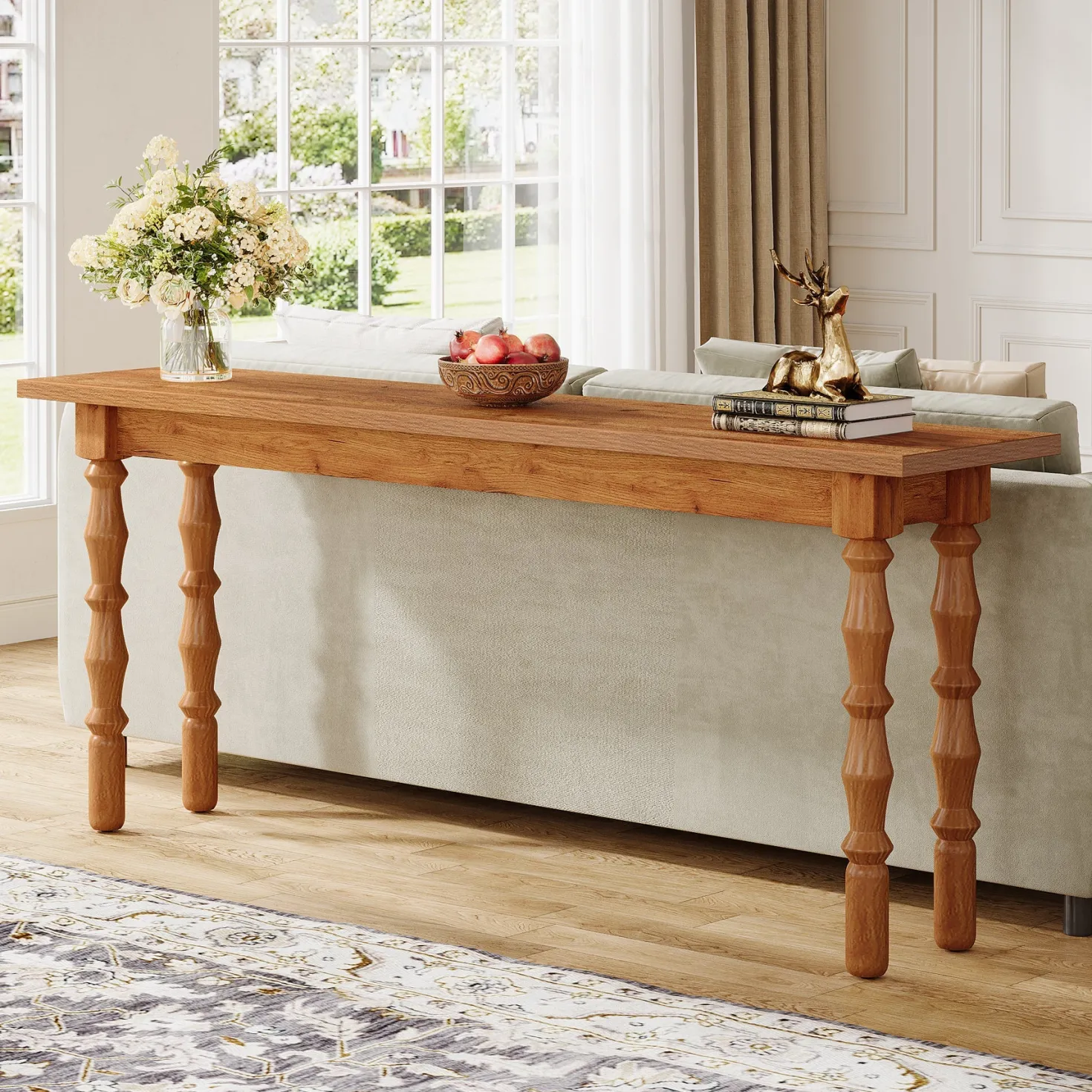 70.9" Console Table, Wood Sofa Table Behind Couch