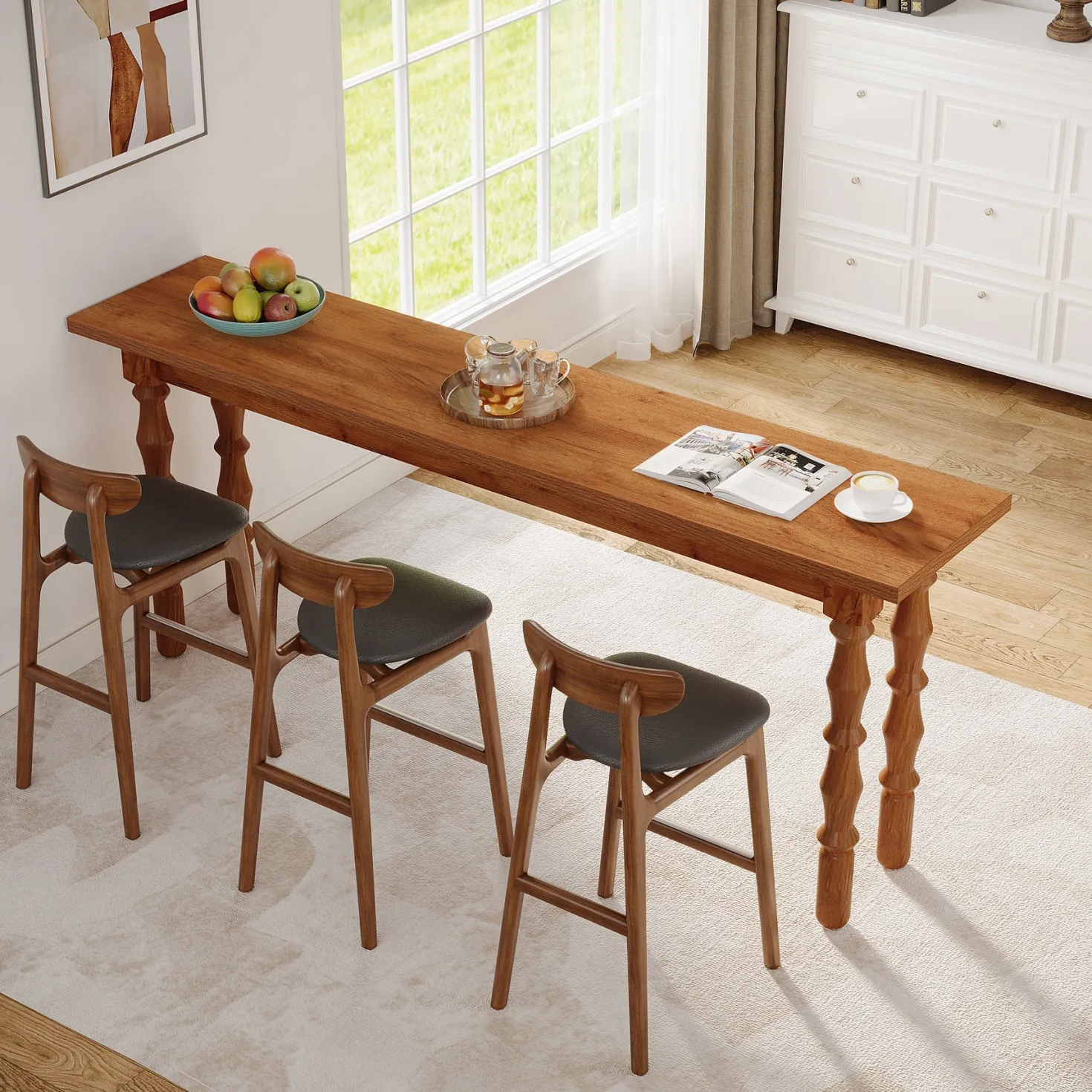 70.9" Console Table, Wood Sofa Table Behind Couch