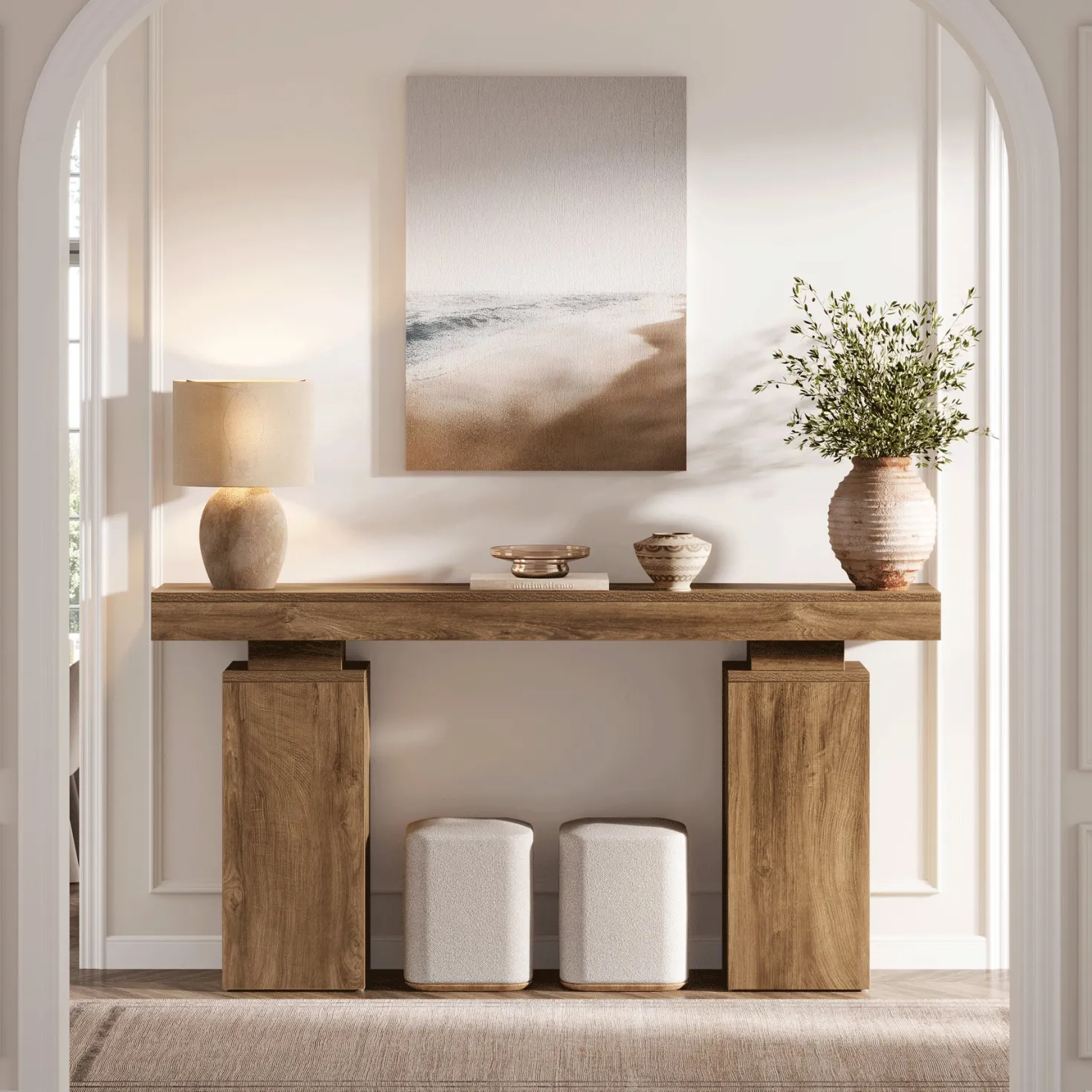 63" Console Table, Wooden Entryway Table Foyer Stand