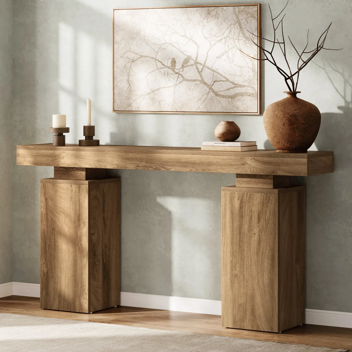 63" Console Table, Wooden Entryway Table Foyer Stand