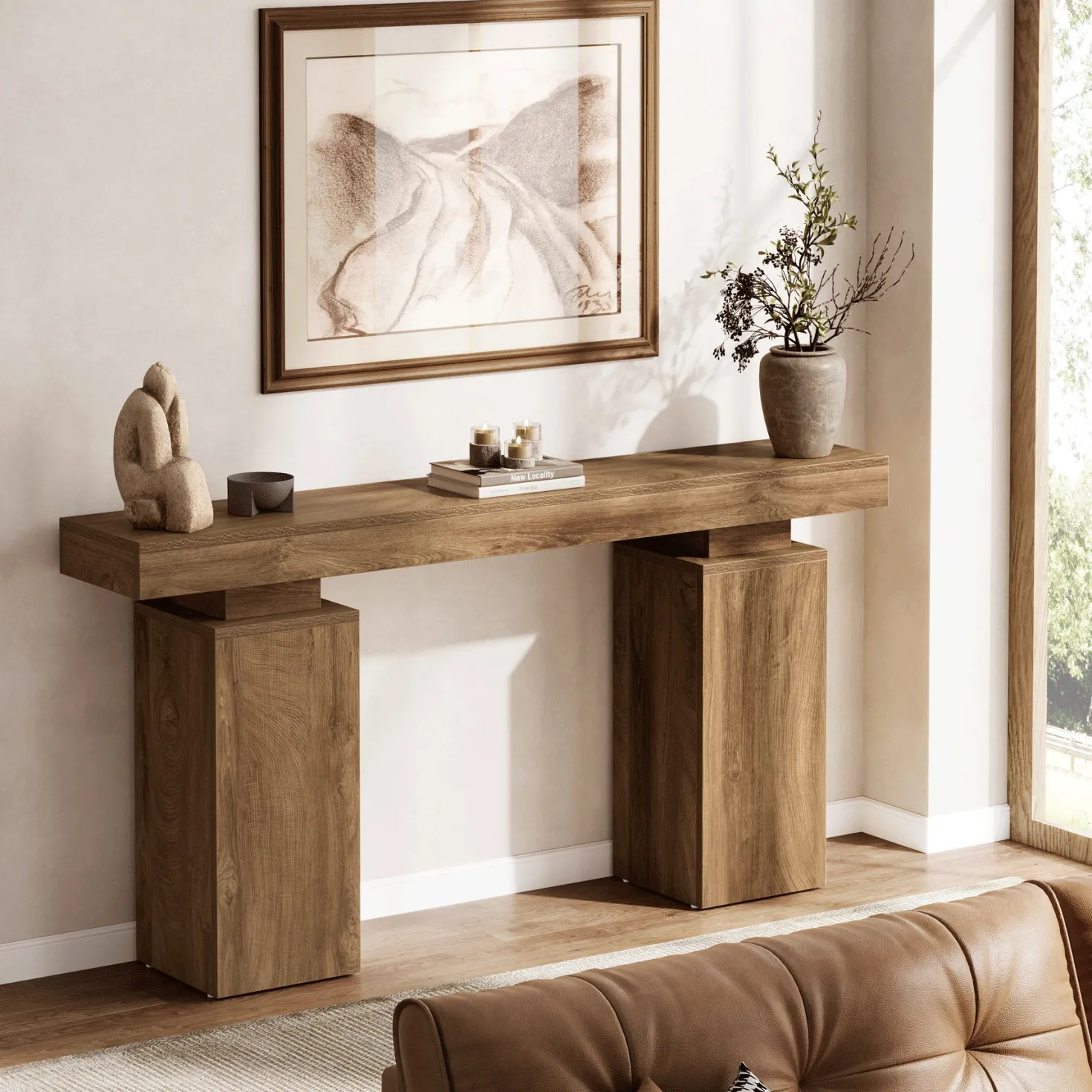 63" Console Table, Wooden Entryway Table Foyer Stand