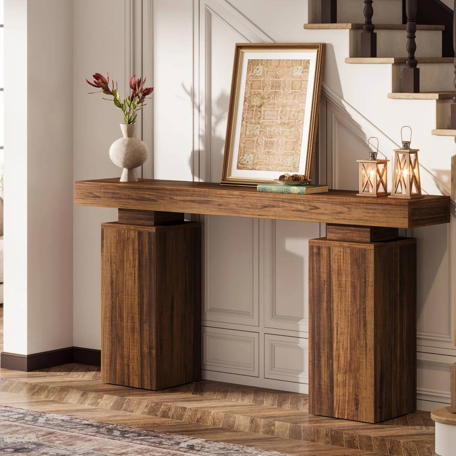 63" Console Table, Wooden Entryway Table Foyer Stand