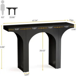 47" Console Table, Wooden Entryway Table Sofa Table with Arch Base