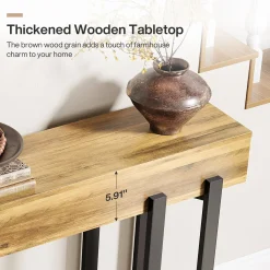 63" Console Table, Wooden Sofa Table Hallway Foyer Table