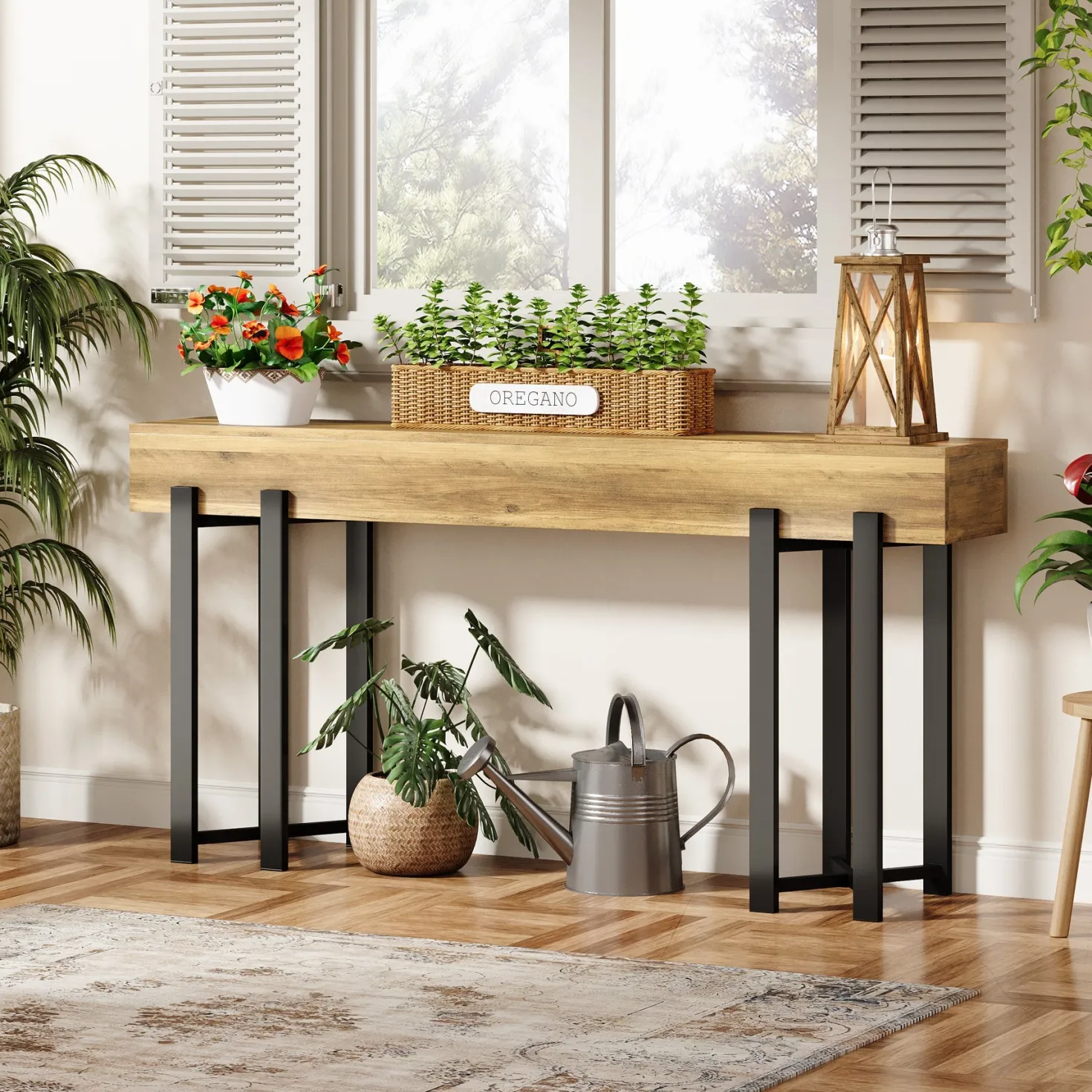 63" Console Table, Wooden Sofa Table Hallway Foyer Table