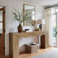 63" Console Table, Wooden Sofa Table Entryway Table with Storage