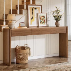 70.9" Console Table, Wooden Sofa Entryway Table with 3 Drawers