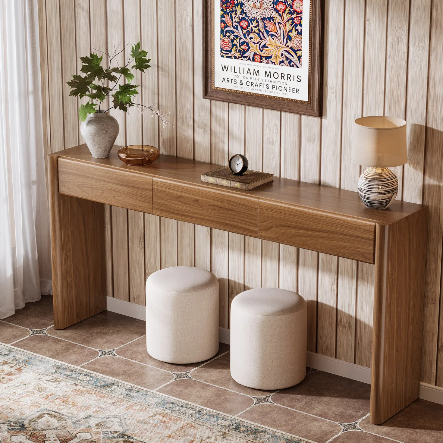 70.9" Console Table, Wooden Sofa Entryway Table with 3 Drawers