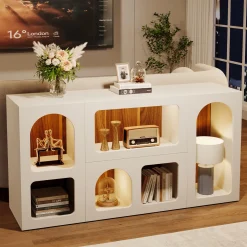 59" Console Table, Wooden Sofa Table Storage Organizer Entrance Table