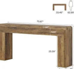 70.9" Console Table, Wooden Sofa Table Entryway Console Foyer Table