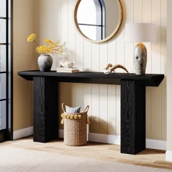 63" Console Table, Wooden Sofa Table Long Entryway Table